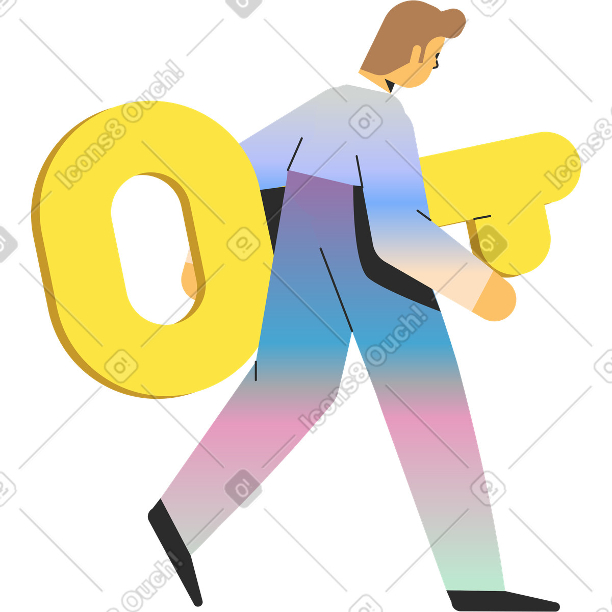 Man with key illustration in Marginalia style download in PNG, SVG
