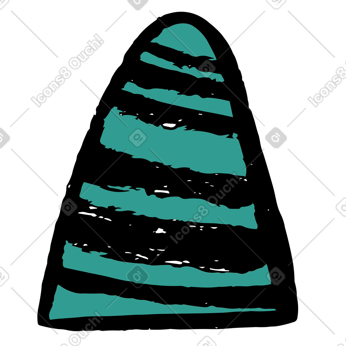 Ilustración Hand drawn striped teal rock en estilo Scandi a descargar en PNG y SVG