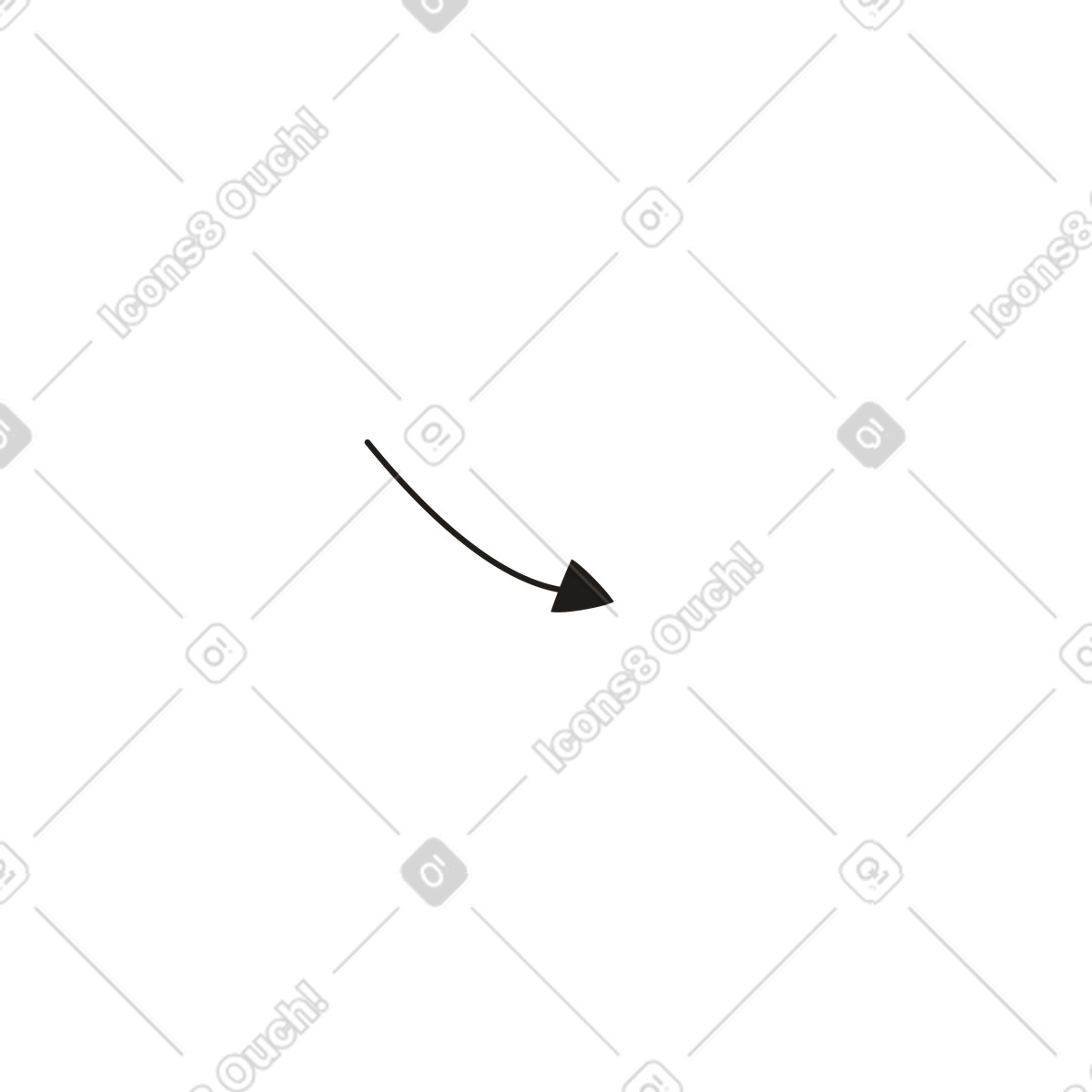 Illustration animée Flèche droite pointant vers le bas dans style Jaconda à télécharger aux formats GIF, Lottie (JSON), AE
