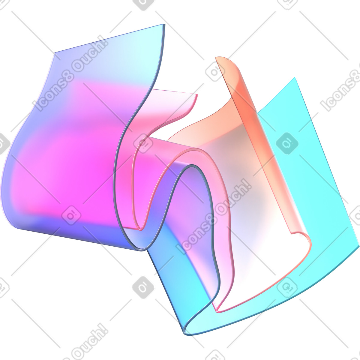 Illustration Longs rectangles déformés dans le style 3D Glassy à télécharger aux formats PNG, SVG