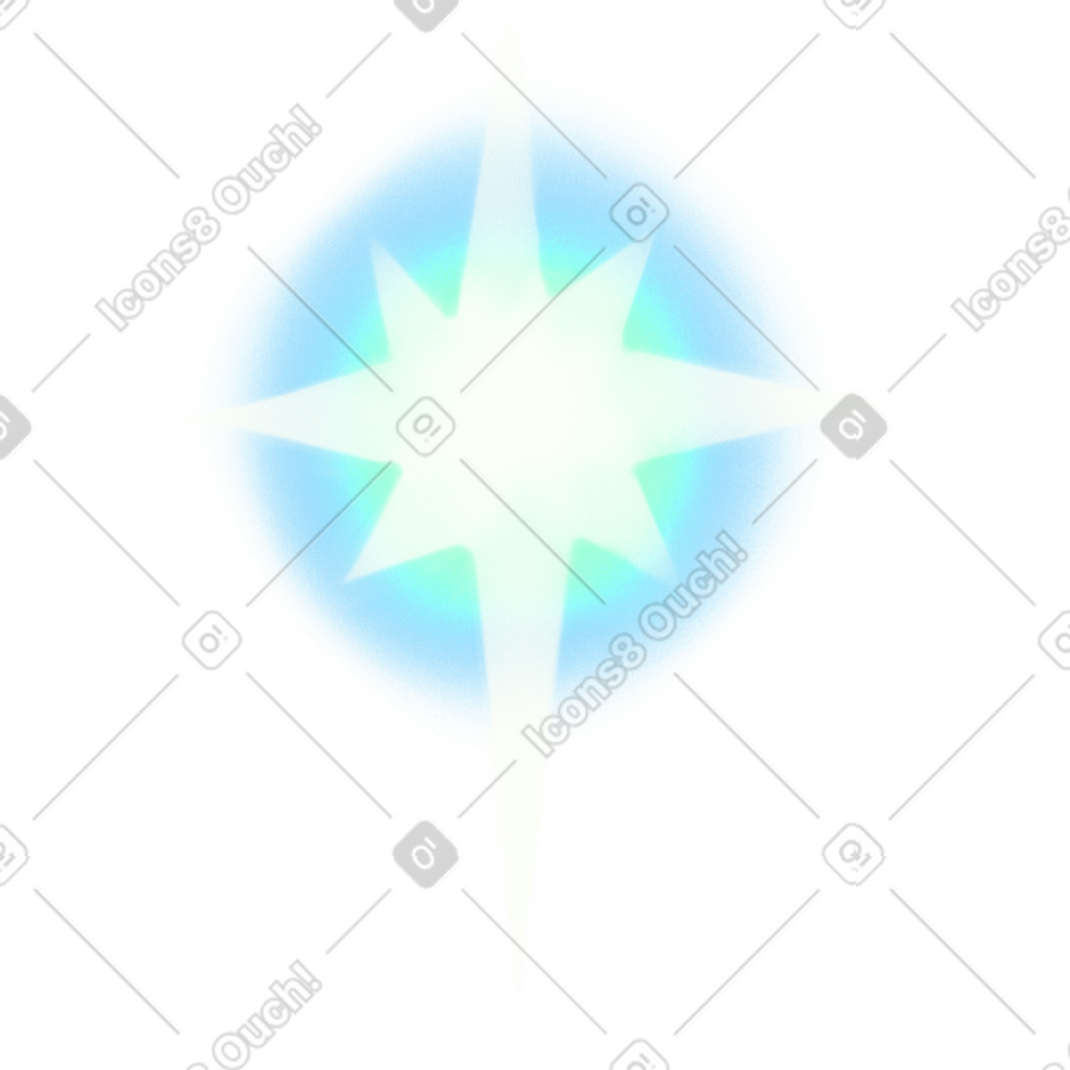 Illustration Grande étoile blanche du nord avec halo bleu dans le style Doodle à télécharger aux formats PNG, SVG