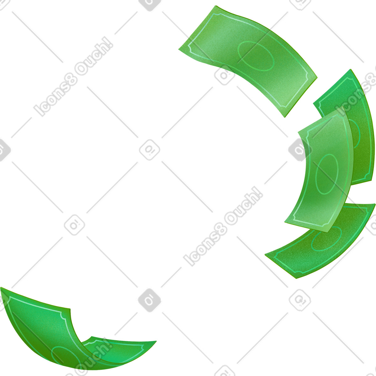 Flying money bills illustration in PNG, SVG