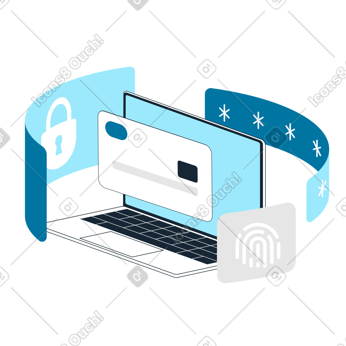 Data security and financial protection illustration in Indigo style download in PNG, SVG