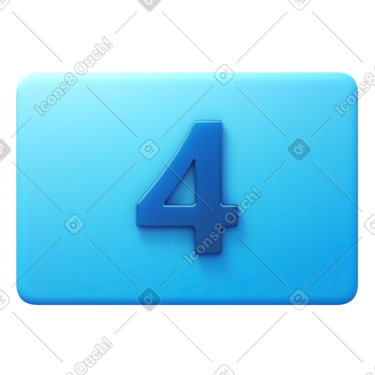 Number four illustration in 3D Fluency style download in PNG, SVG