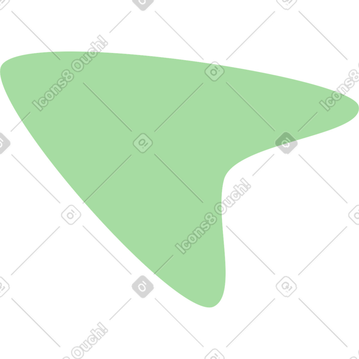 Ilustración Cursor arrow shape minimal green blob pointer silhouette symbol en estilo Organic a descargar en PNG y SVG