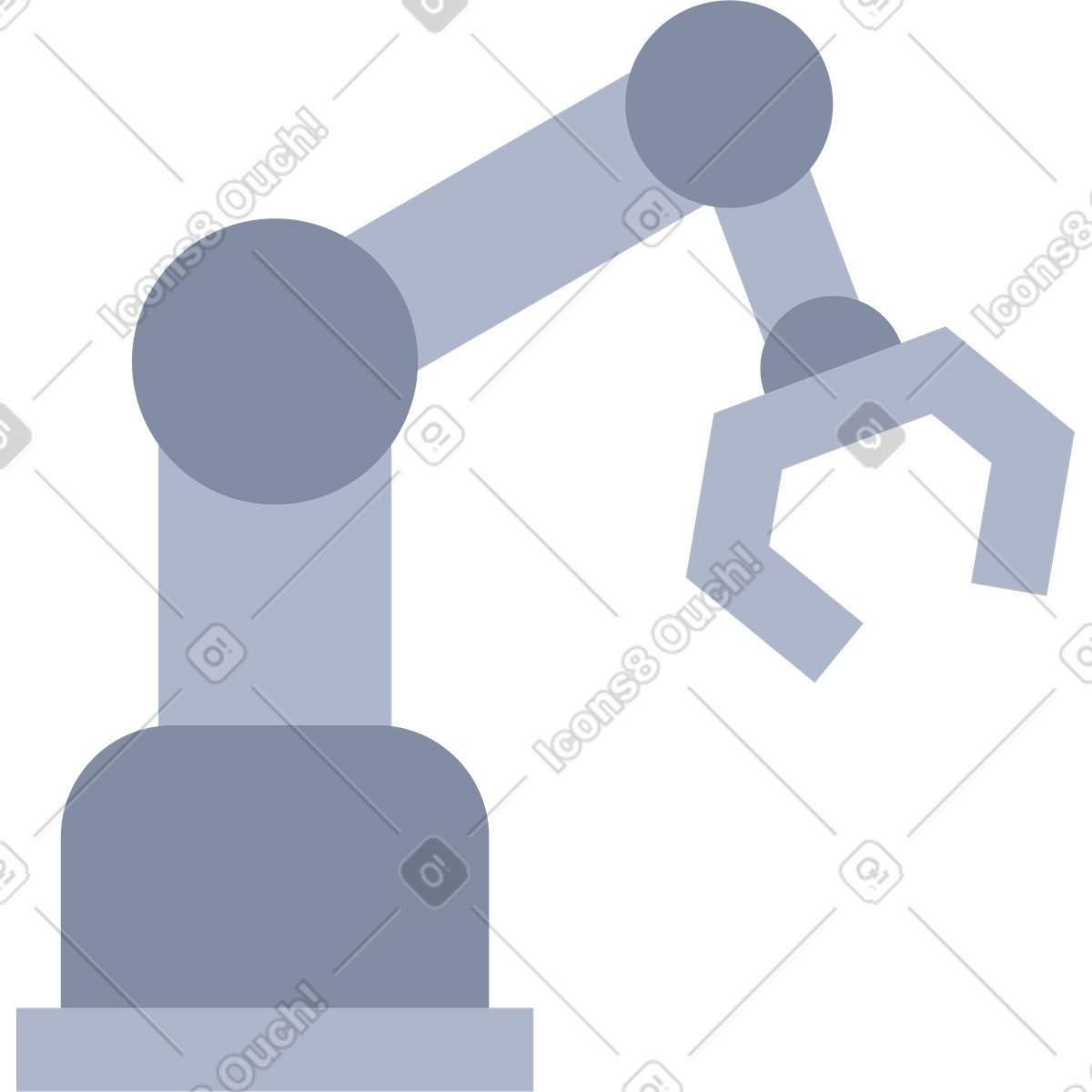 Robotic arm industrial automation equipment for manufacturing and assembly line illustration in System style download in PNG, SVG