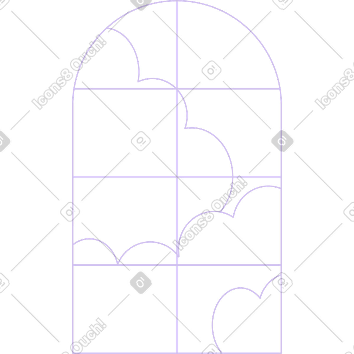 Folks スタイルの 背景に木がある窓 のイラストをPNG、SVG形式でダウンロード