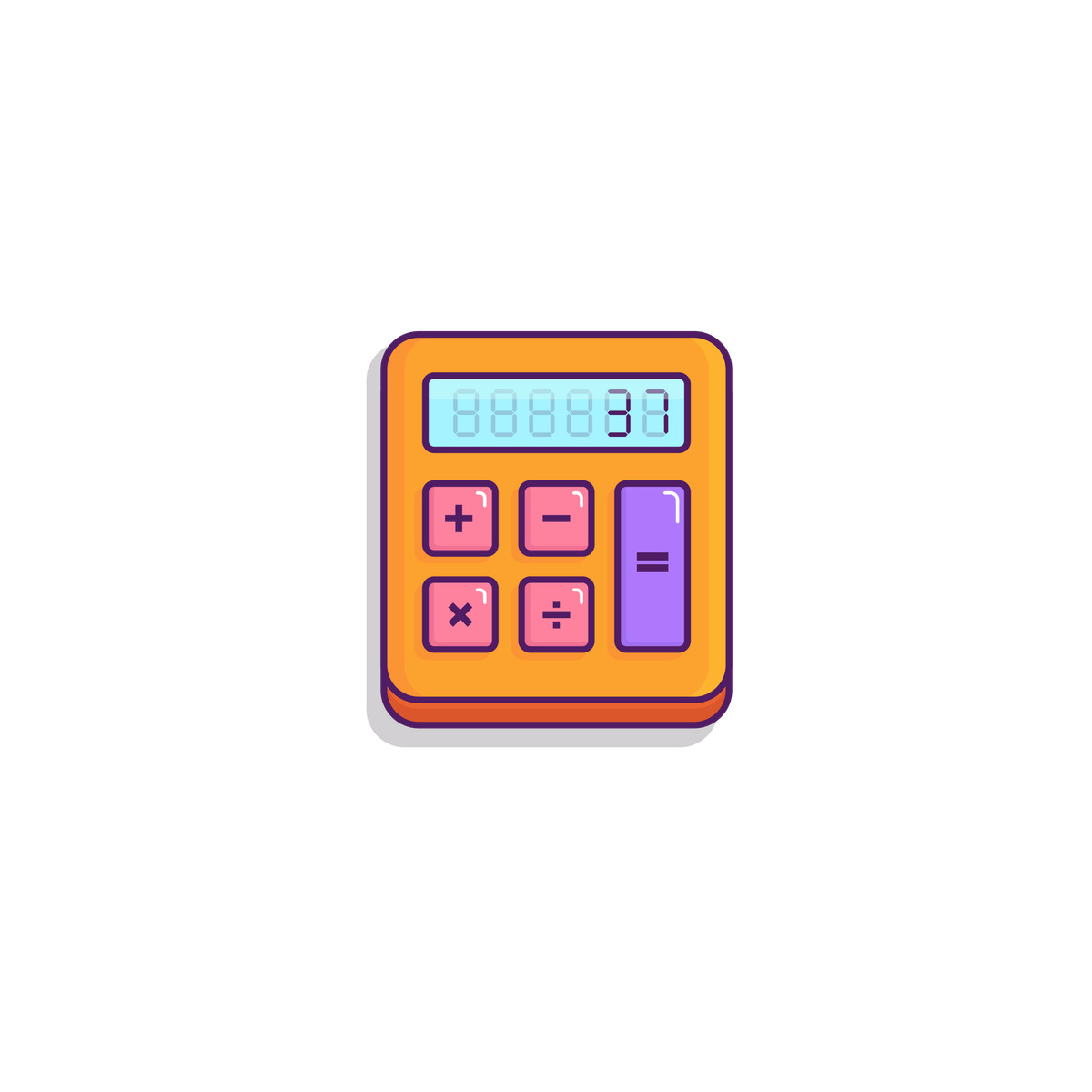 Ilustração de Orange calculator icon, mathematics or finance tool em no estilo Gummy para baixar em PNG, SVG