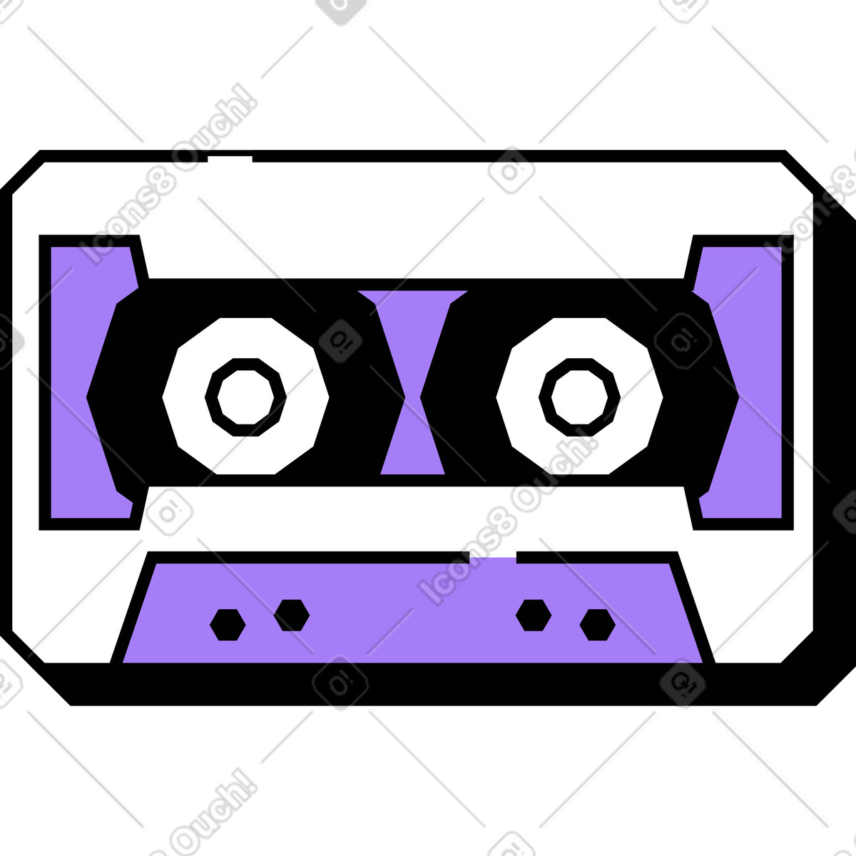 Cassette illustration in Amethyst style download in PNG, SVG