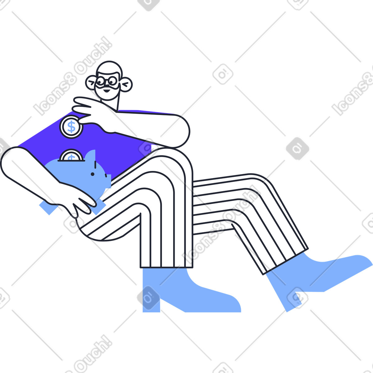 Mann, der geld zählt-Illustration im Pablita-Stil als Download in PNG, SVG