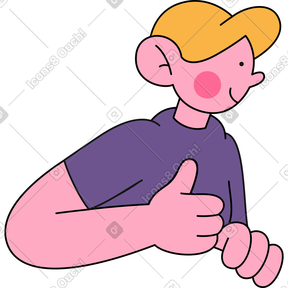 Illustration L'homme montre les pouces vers le haut dans style Bloom à télécharger aux formats PNG, SVG