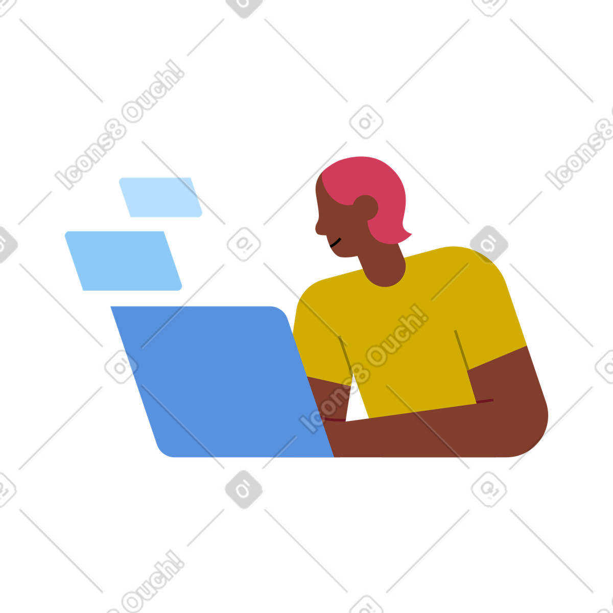 Mann benutzt laptop zum arbeiten oder lernen-Illustration im Vector-Stil als Download in PNG, SVG