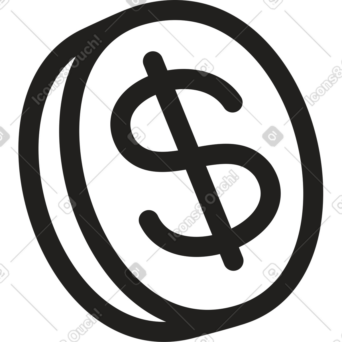 Illustration Pièce d'un dollar dans le style Little à télécharger aux formats PNG, SVG