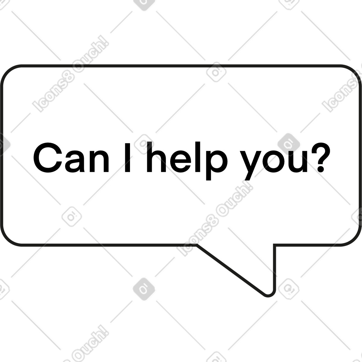 Speech bubble with question can i help you illustration in Jumble style download in PNG, SVG