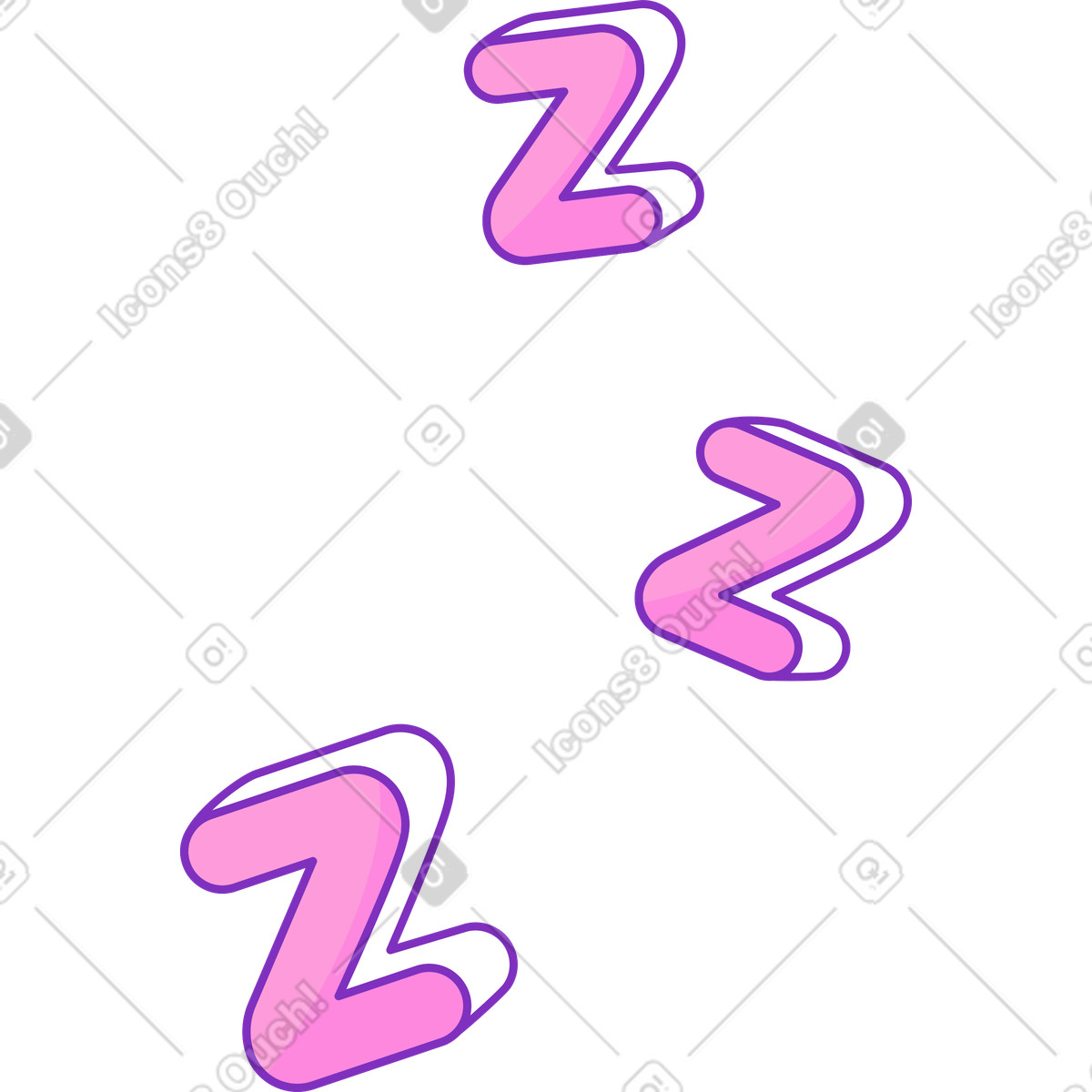 Tre lettere volanti z illustrazione in stile Elastic scarica in PNG, SVG