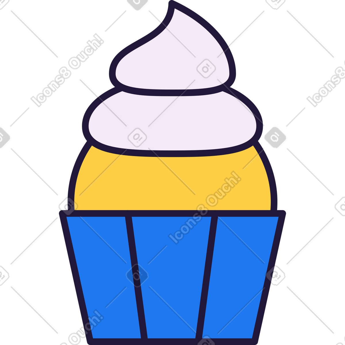 Cupcake-Illustration im Conifer-Stil als Download in PNG, SVG