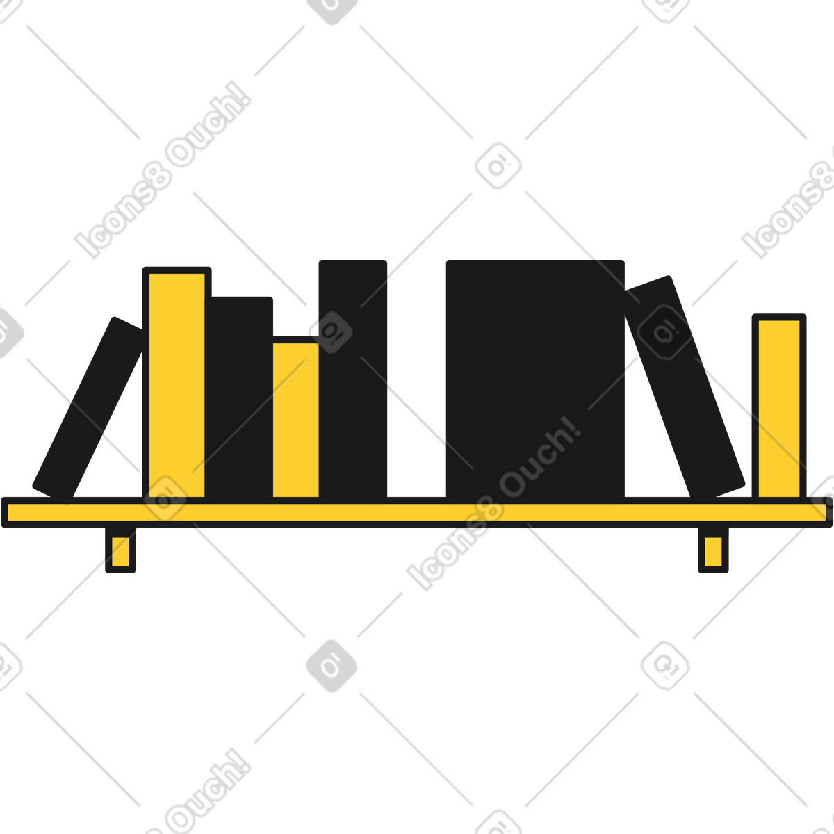 Shelf with books illustration in Taxi style download in PNG, SVG