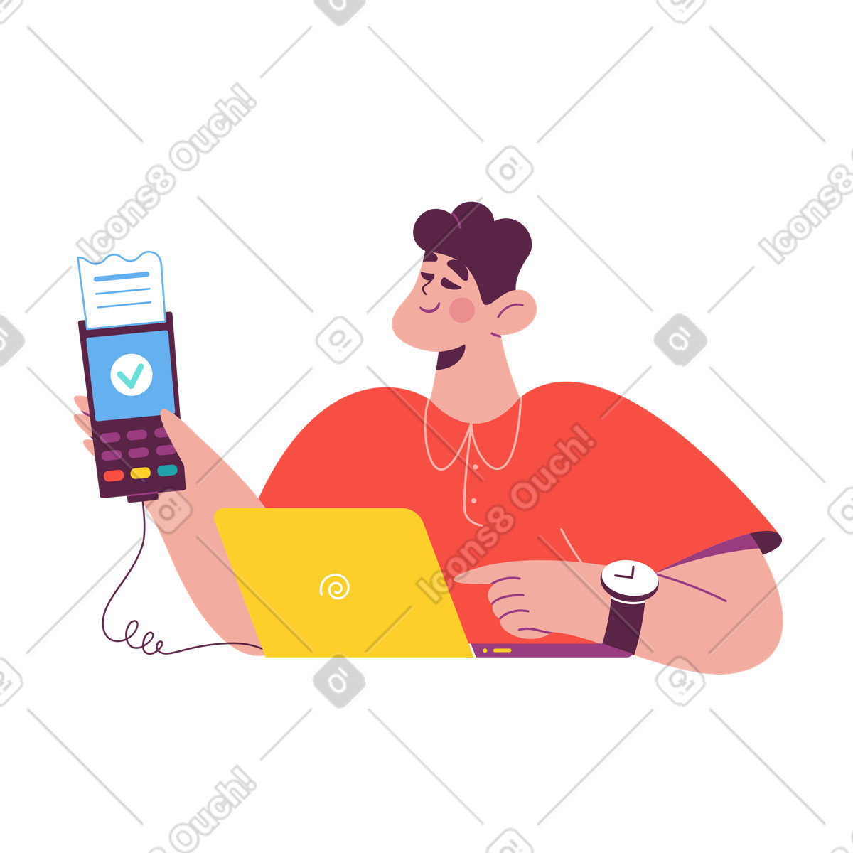 Successful online payment with check, Confirmation of E-commerce transaction illustration in PNG, SVG
