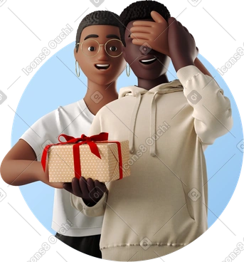 Woman giving gift to man PNG, SVG