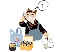 A cat wearing an apron talking on the phone - Ikigai style illustration