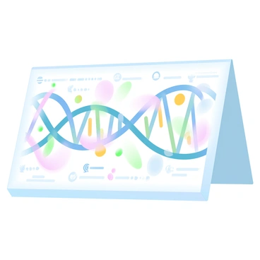 A large, detailed map of the human genome is displayed on a canvas. The chart features a series of interconnected lines representing chromosomes, with each chromosome having vibrant colors such as blue, green, yellow, and pink. Various segments of the genome are marked with different shapes and symbols, indicating genes and genetic markers, all arranged in a visually striking pattern. The background is filled with a soft gradient of pastel colors that enhance the visibility of the chart and create an inviting atmosphere.