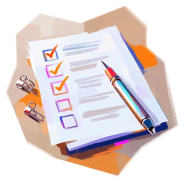 A close-up view of a checklist featuring several items with bold check marks next to completed quotas. The checklist is displayed on a wooden surface, showing a mix of handwritten and printed text. Each item is clearly readable, and the check marks are vibrant, indicating a sense of accomplishment. A few paper clips are scattered nearby, adding to the organized yet casual atmosphere of the workspace.