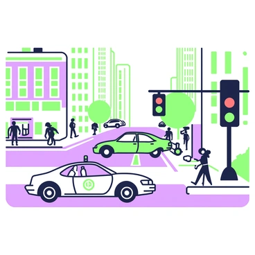A police car in pursuit of a getaway vehicle speeding down a busy city street.