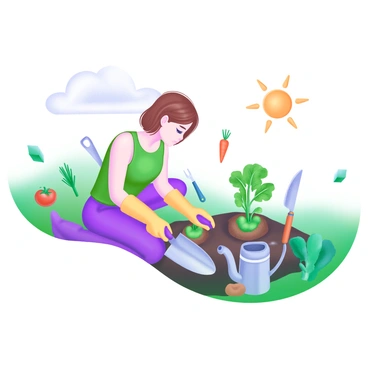 A person tending to a vegetable garden while getting a workout from digging and planting.
