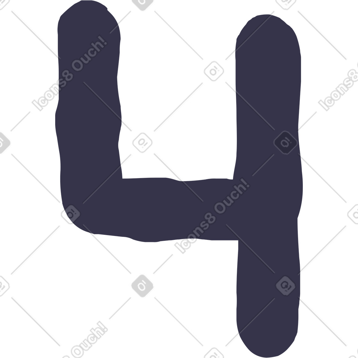 Number four illustration in Stripy style download in PNG, SVG