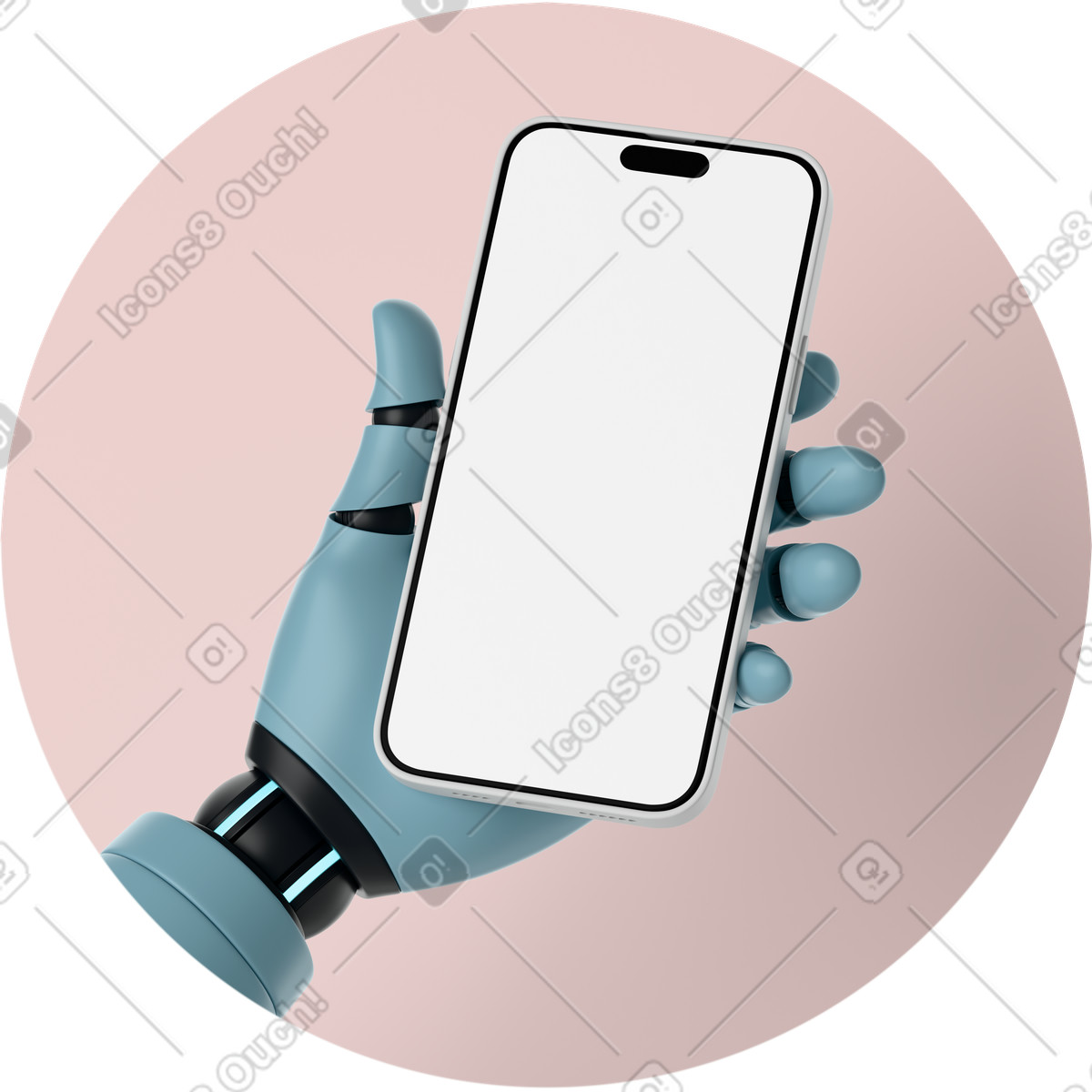 AI assistant hand holding phone mockup illustration in PNG, SVG