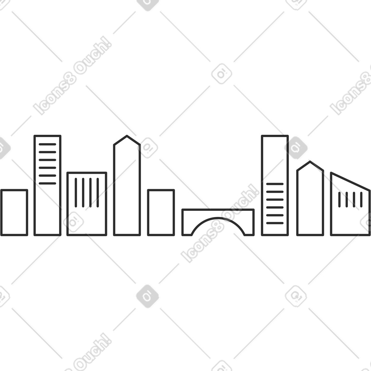Marginalia スタイルの 都市の景観 のイラストをPNG、SVG形式でダウンロード