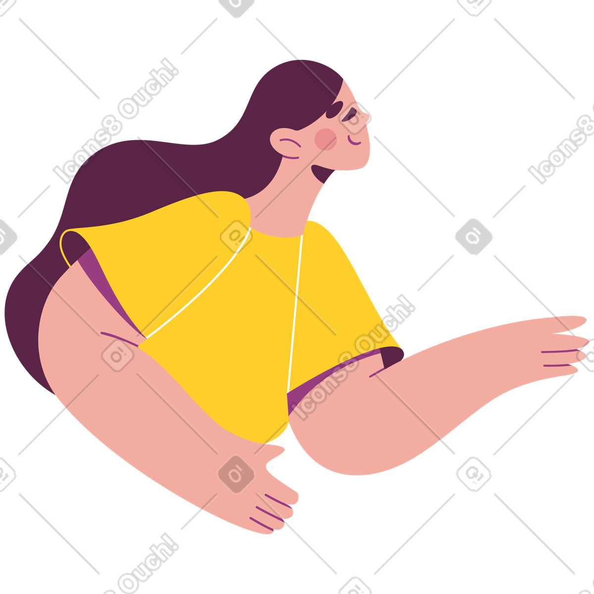 下载 Sammy 风格的 一半穿黄色 t 恤的女孩 插画，支持 PNG、SVG 格式