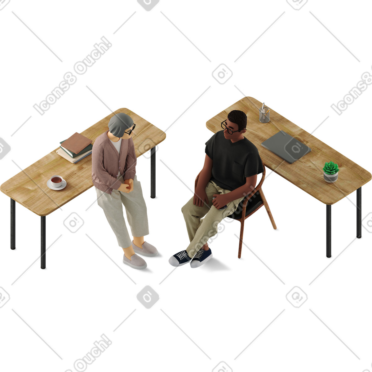 Woman and man discussing work plan illustration discussion clipart graphics vectors