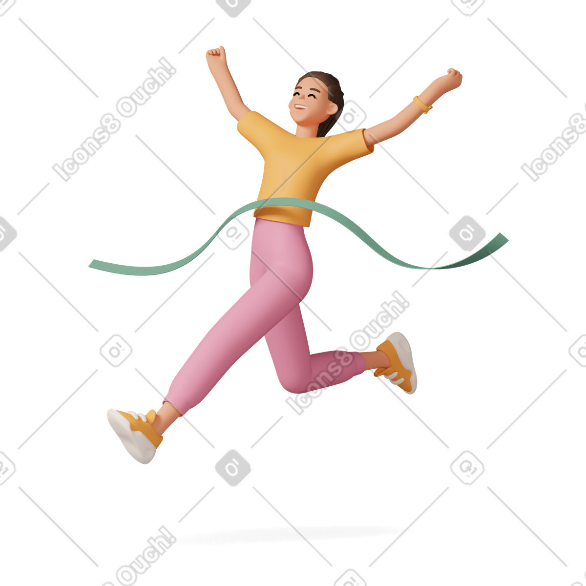 Running to finish line illustration in 3D Casual life style download in PNG, SVG