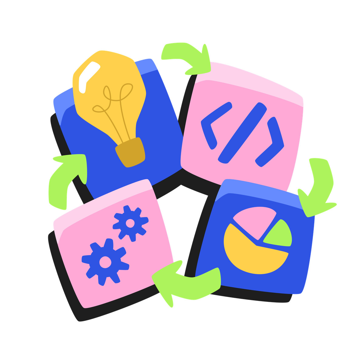 Bouncy 스타일의 Project management workflow 일러스트레이션 PNG, SVG 다운로드