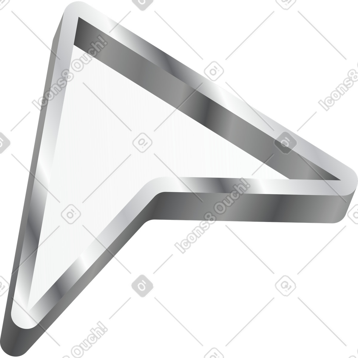 Иллюстрация Arrow metallic pointer navigation symbol with shiny silver border в стиле Token — скачать в форматах PNG, SVG