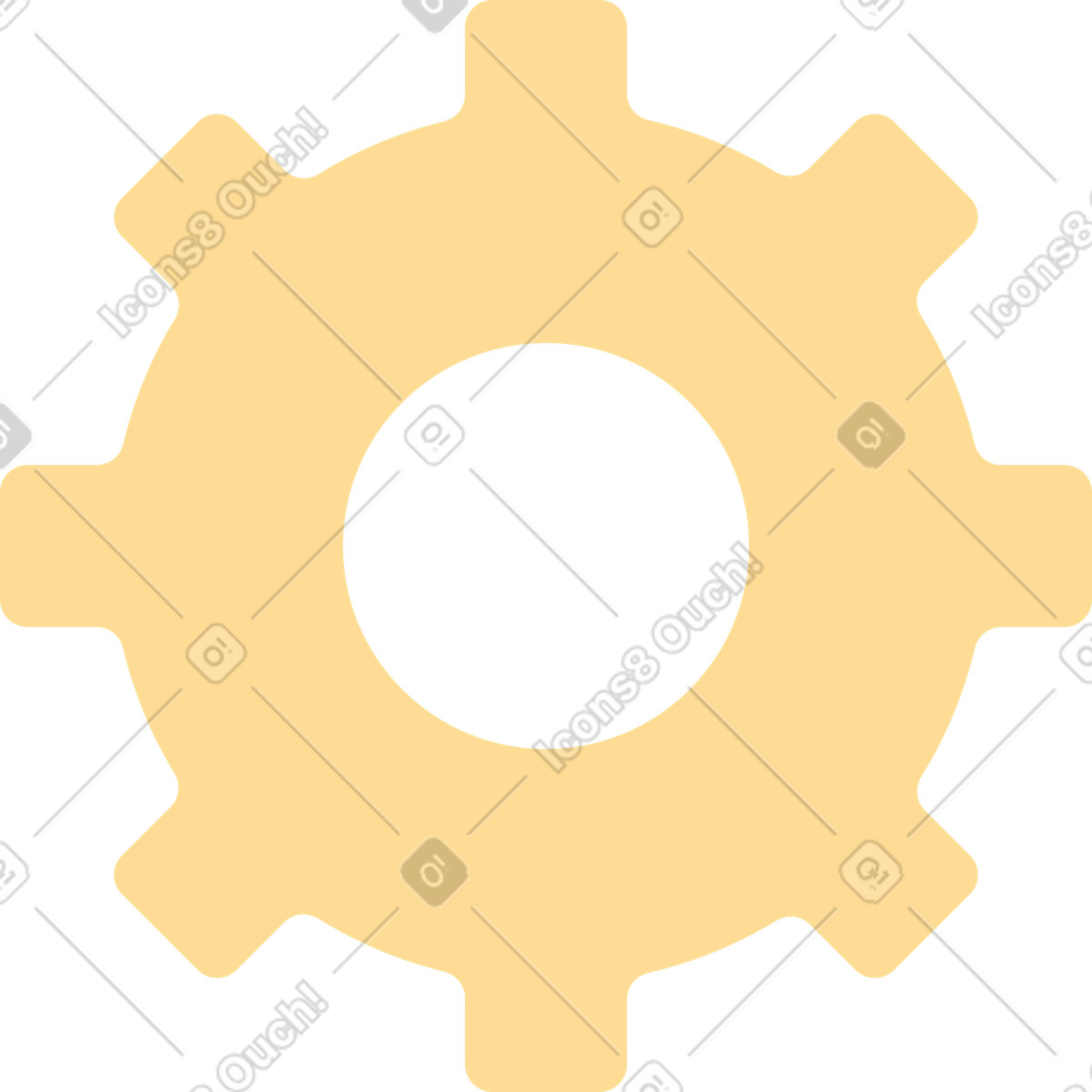 Ingranaggio giallo illustrazione in stile Kiddo scarica in PNG, SVG