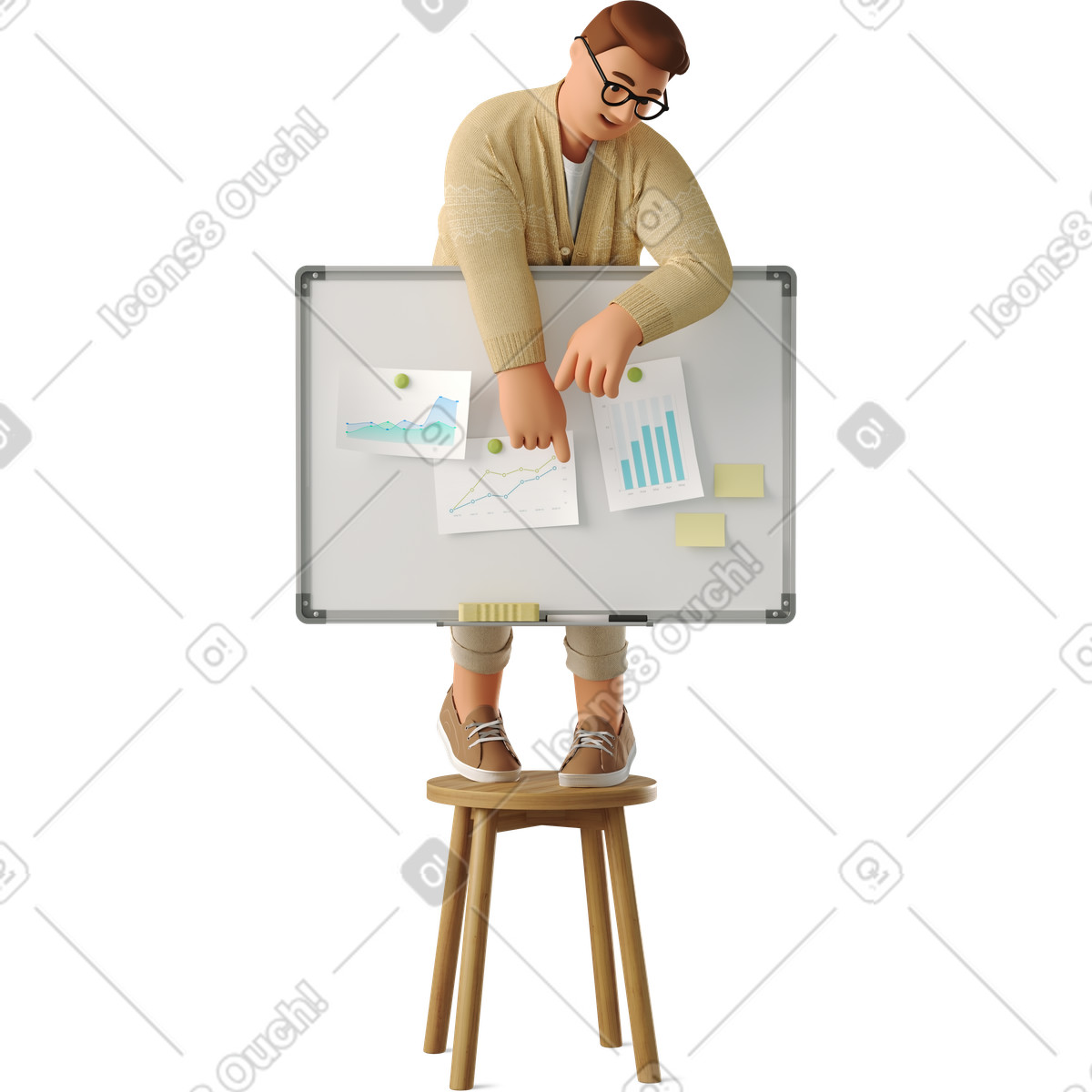 Professional analyzing graphs on board, Business performance review, Data presentation and analysis illustration in PNG, SVG