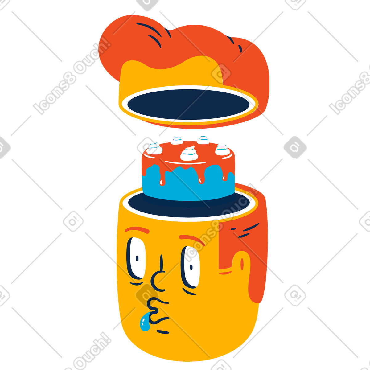 Illustration Homme pensant au gâteau dans le style Flame à télécharger aux formats PNG, SVG