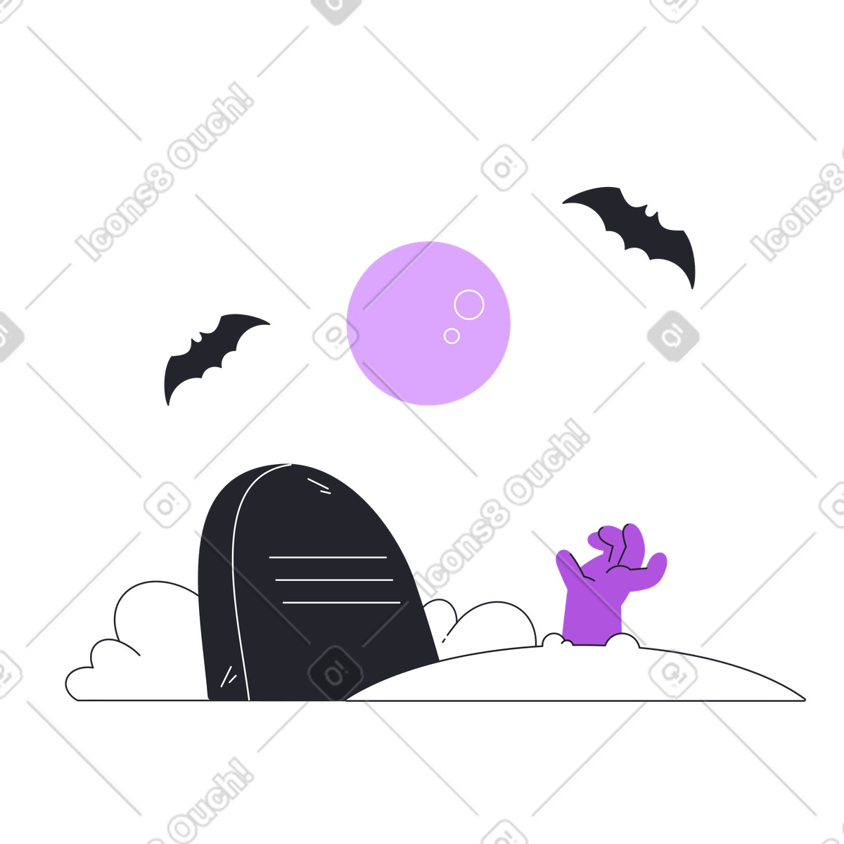 Zombie rising from the dead illustration in Grapy style download in PNG, SVG