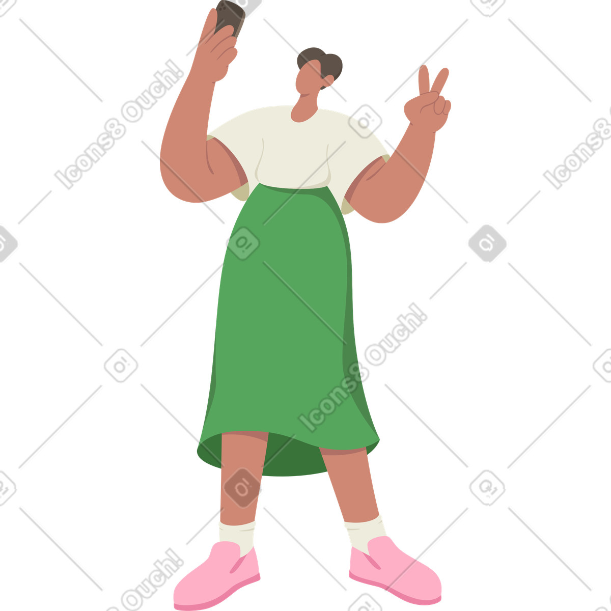 Ilustración Mujer con telefono en estilo Social a descargar en PNG y SVG