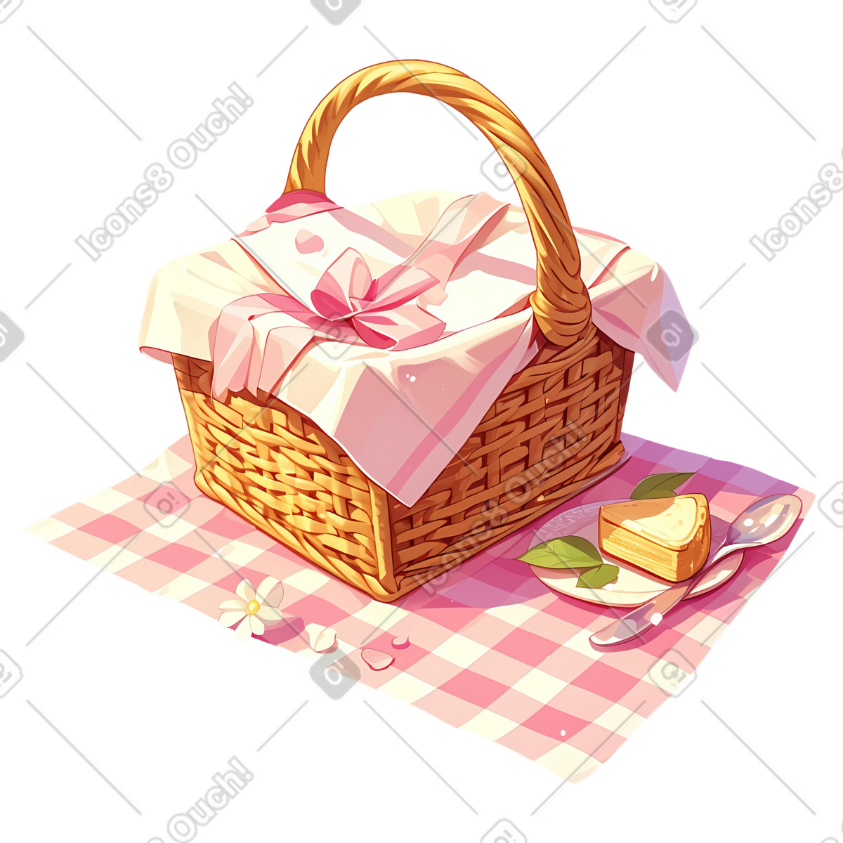 Picnic basket illustration in Glazy style download in PNG, SVG