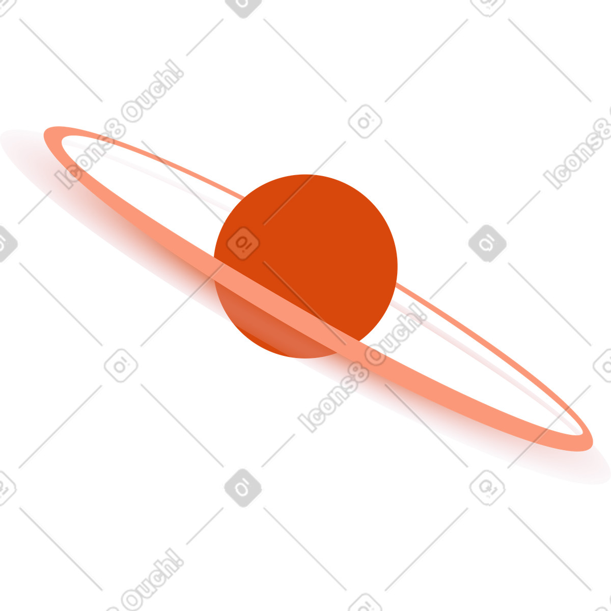 Ilustración Planeta con anillos en estilo Orange a descargar en PNG y SVG