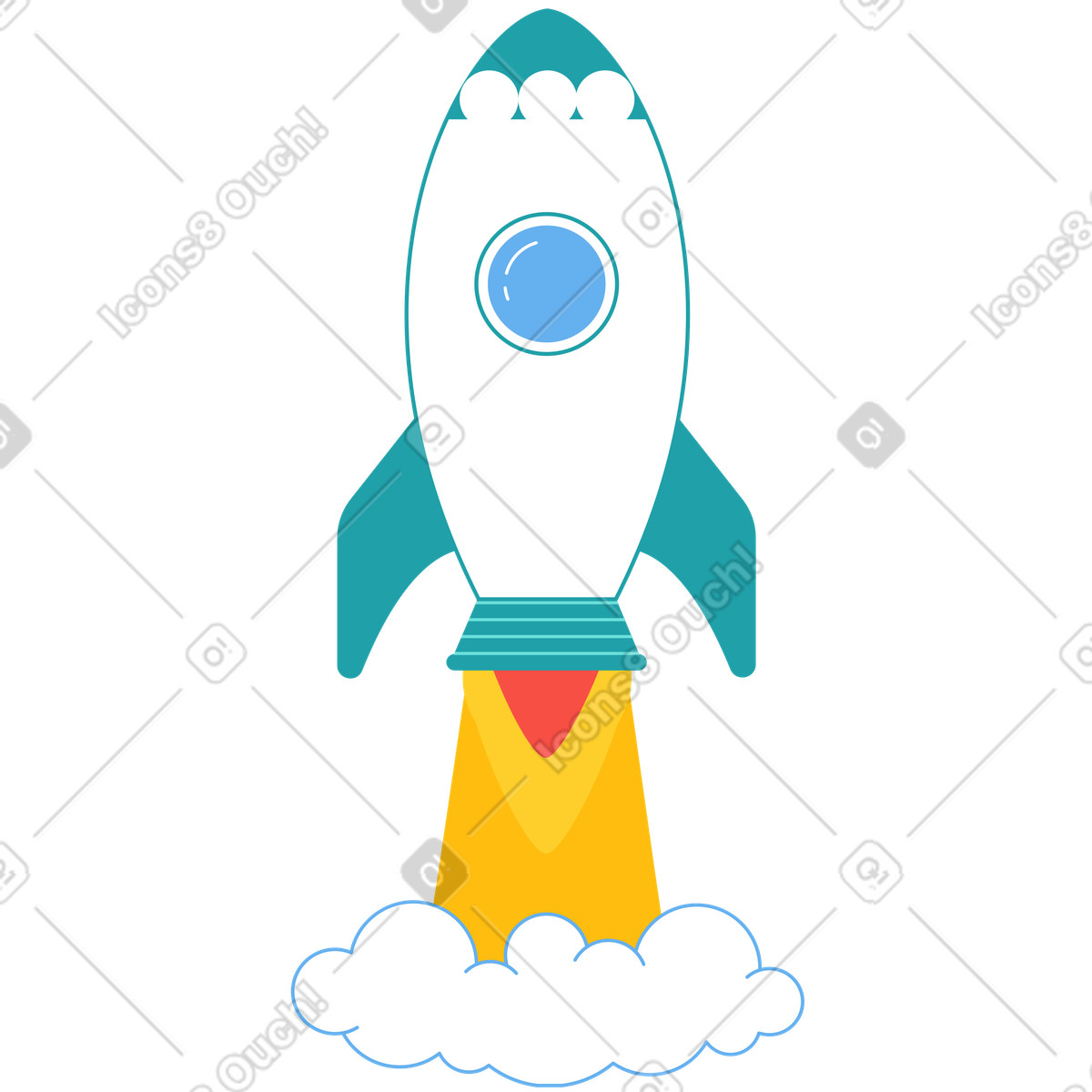 Razzo con una nuvola di fumo illustrazione in stile Sammy scarica in PNG, SVG