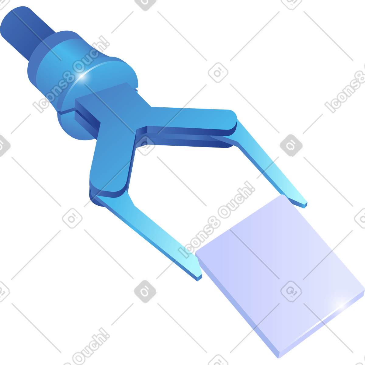 Illustration Robot gripper holding square object for automation and industrial handling dans le style Quantum à télécharger aux formats PNG, SVG