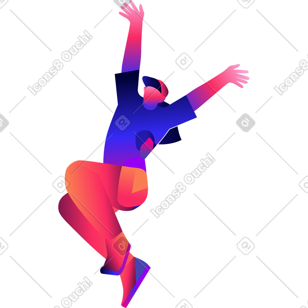 Glückliche frau im sprung-Illustration Mix-Stil als Download in PNG, SVG
