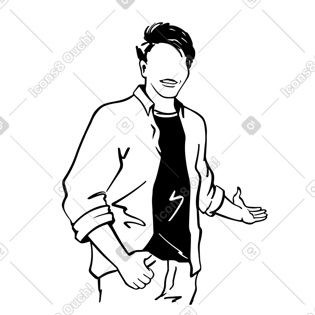 Man with a welcome gesture illustration cartoon clipart vector graphics SVG download
