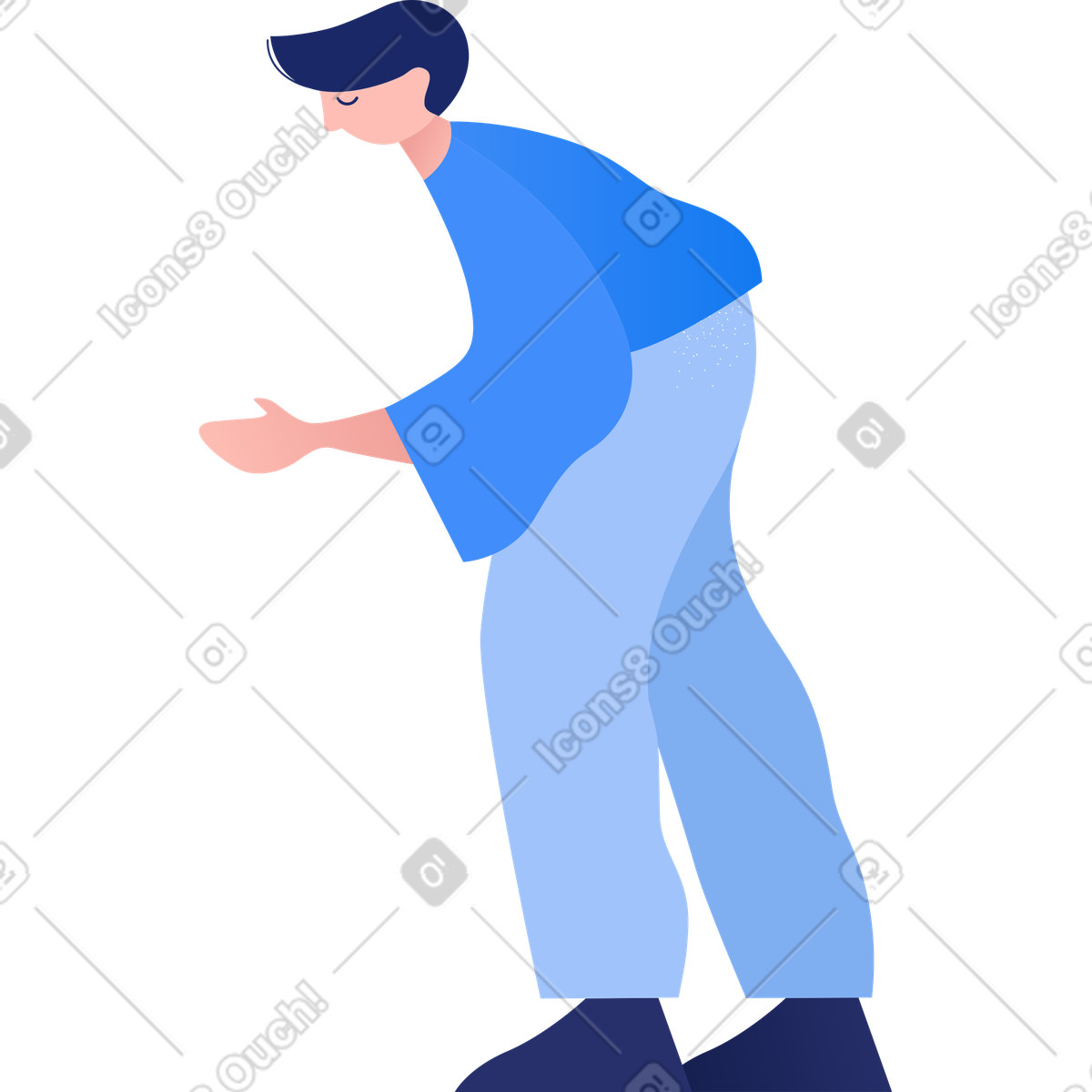 下载 Clip 风格的 男人弯下腰，手里拿着东西 插画，支持 PNG、SVG 格式