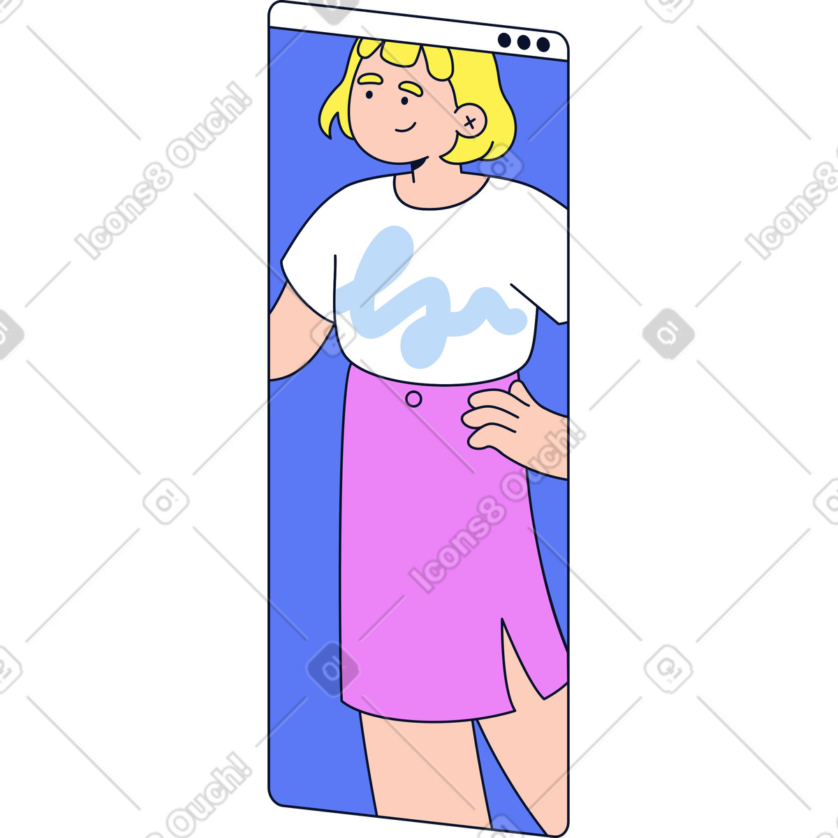 Frau im browser-Illustration Flexy-Stil als Download in PNG, SVG