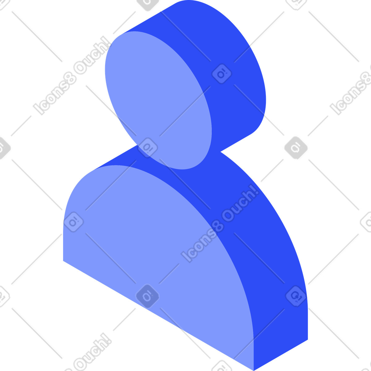 Blue volumetric user profile icon illustration in System style download in PNG, SVG